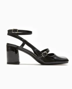 Babies Vernies Avec Talon Ouvert - Noir