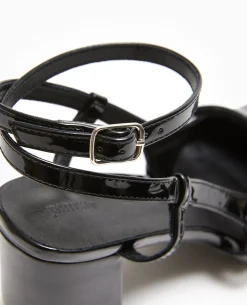 Babies Vernies Avec Talon Ouvert - Noir