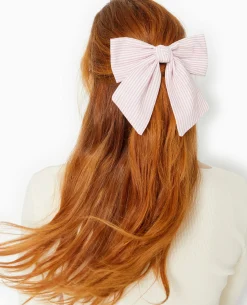 Barrette Avec Nœud Rayé - Rose