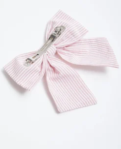 Barrette Avec Nœud Rayé - Rose