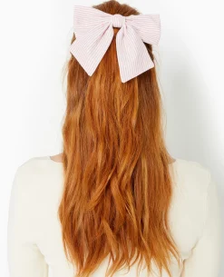 Barrette Avec Nœud Rayé - Rose