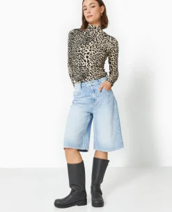 Bermuda En Jean Loose Taille Regular - Bleu Clair