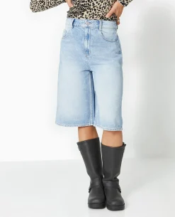 Bermuda En Jean Loose Taille Regular - Bleu Clair