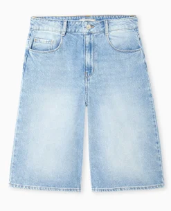 Bermuda En Jean Loose Taille Regular - Bleu Clair