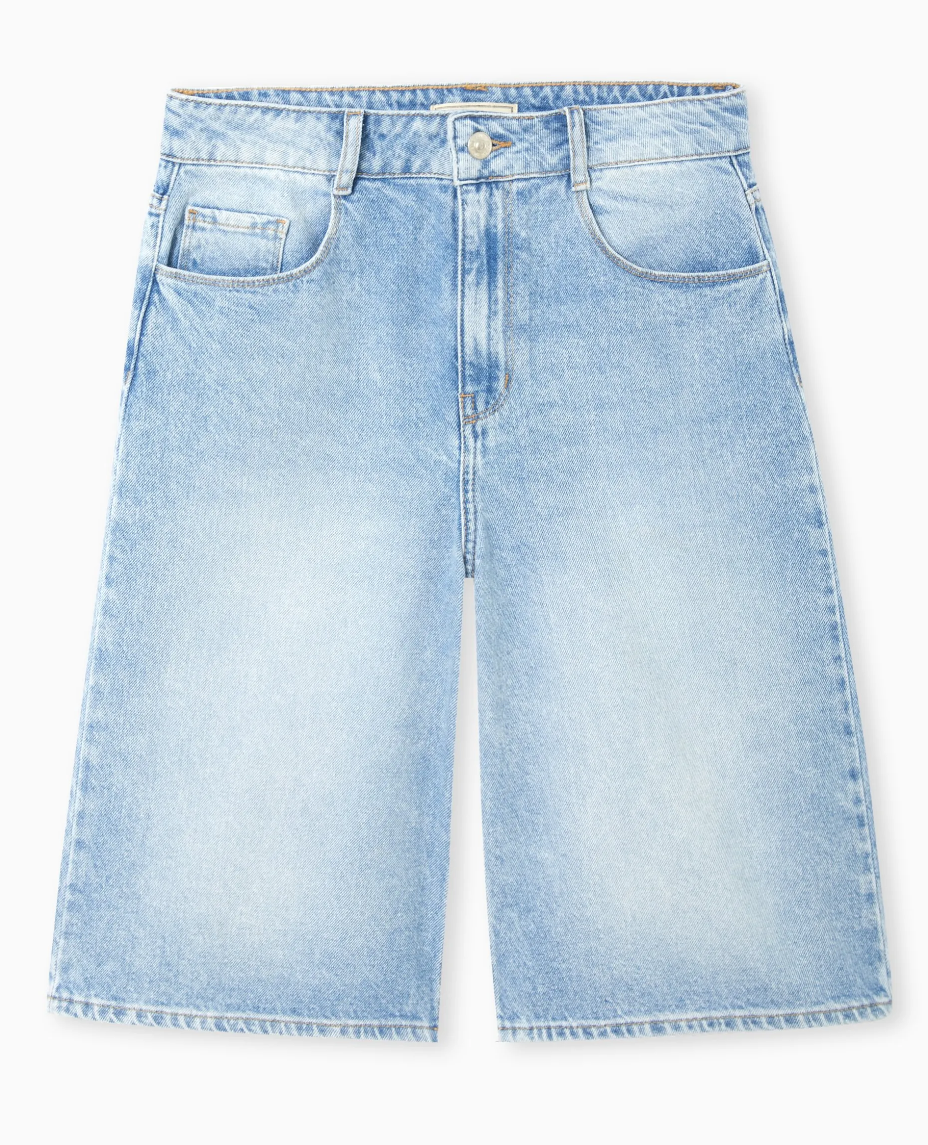 Bermuda En Jean Loose Taille Regular - Bleu Clair