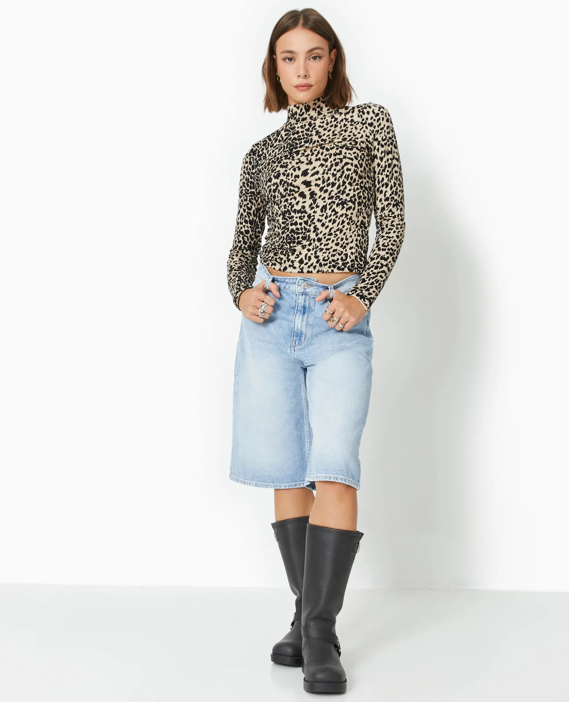 Bermuda En Jean Loose Taille Regular - Bleu Clair
