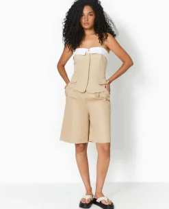 Bermuda Large En Toile - Beige