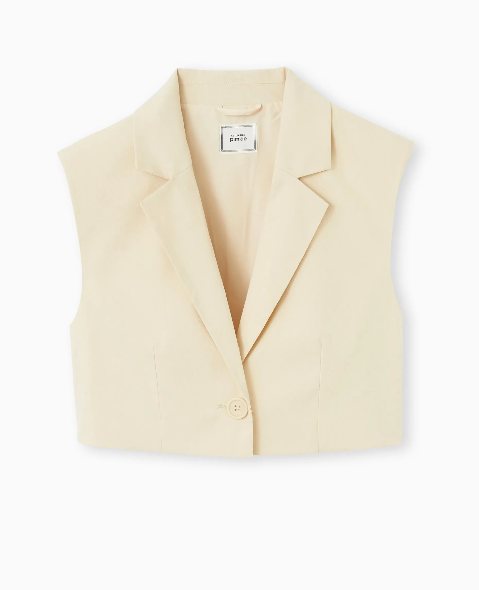 Blazer Sans Manches Cropped - Beige