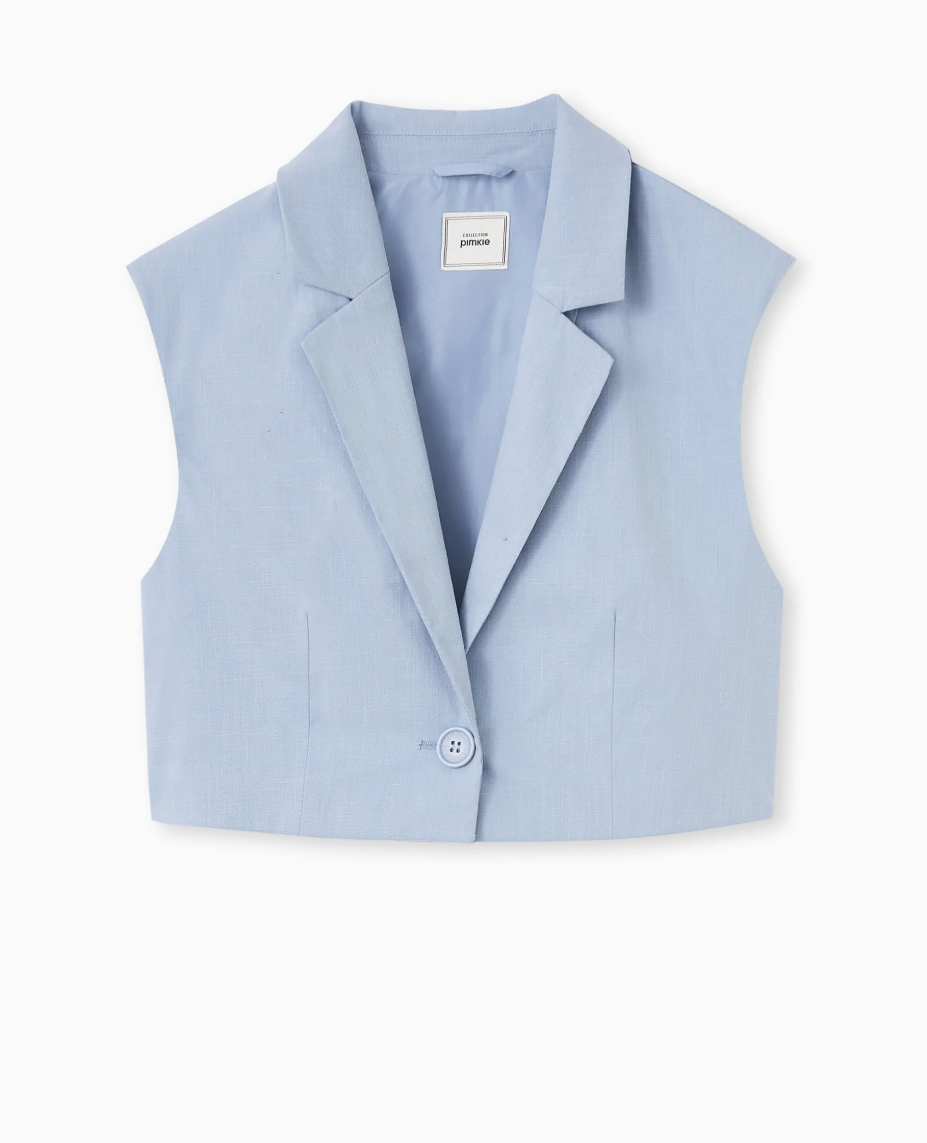 Blazer Sans Manches Cropped - Bleu