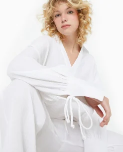 Blouse Ample En Gaze De Coton - Blanc