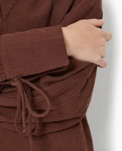 Blouse Ample En Gaze De Coton - Marron