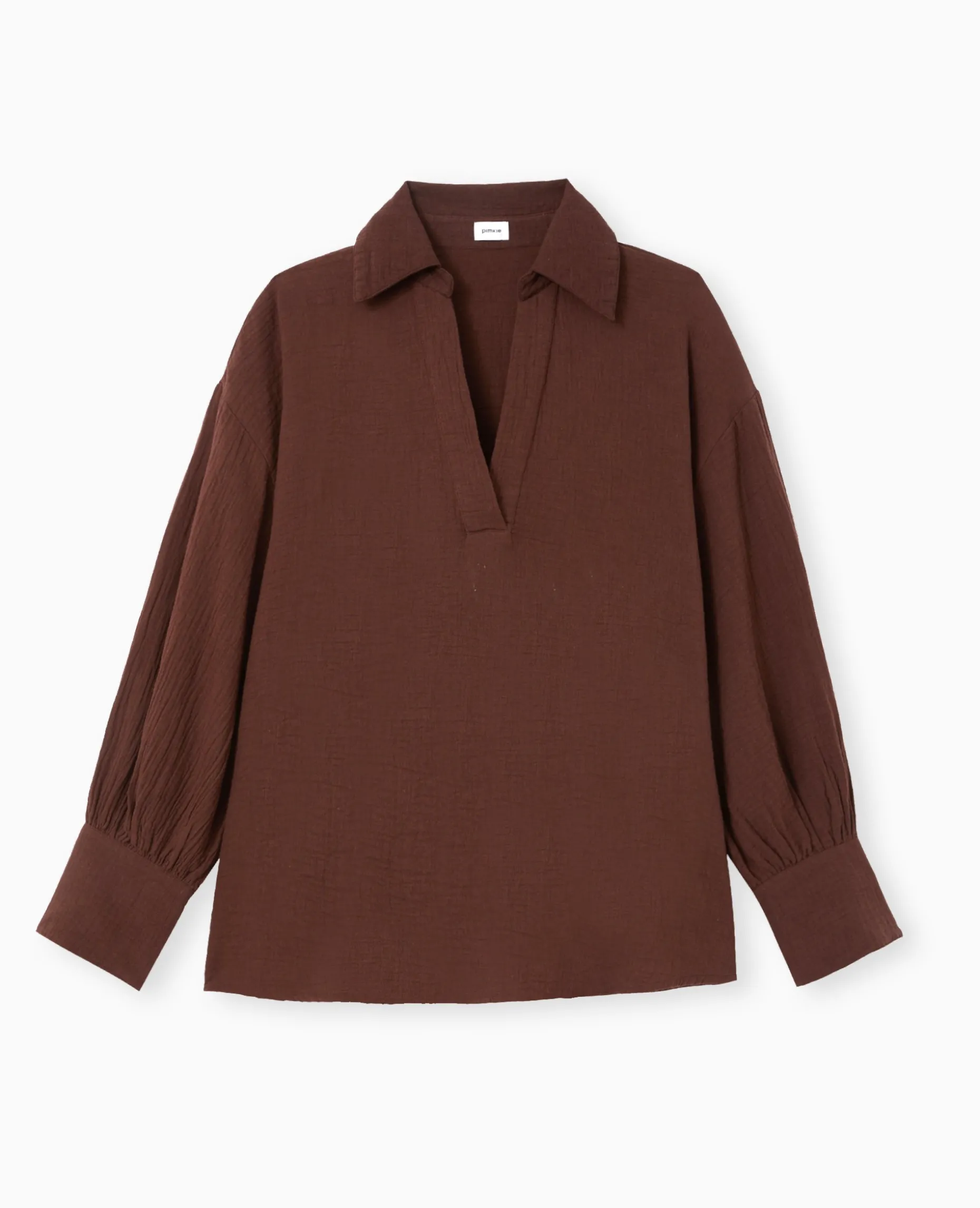 Blouse Ample En Gaze De Coton - Marron