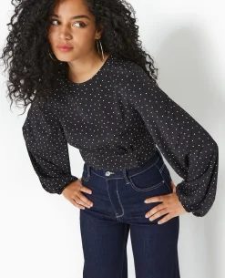 Blouse Avec Découpe Dos Et Nœud - Noir