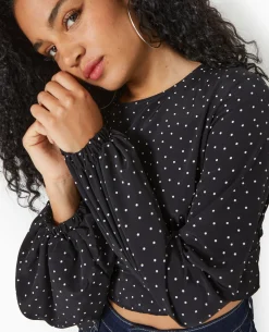 Blouse Avec Découpe Dos Et Nœud - Noir