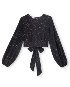 Blouse Avec Découpe Dos Et Nœud - Noir