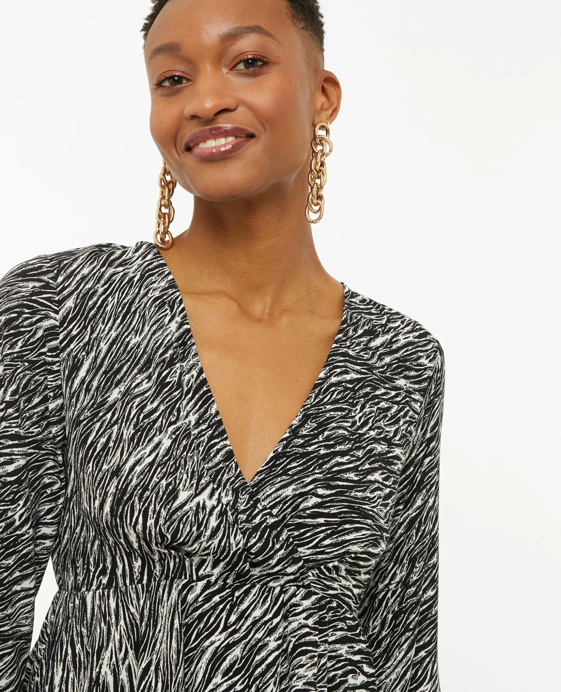 Blouse Cache-cœur En Tissu Fluide - Noir