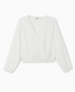 Blouse Cache-cœur En Tissu Satiné - Blanc