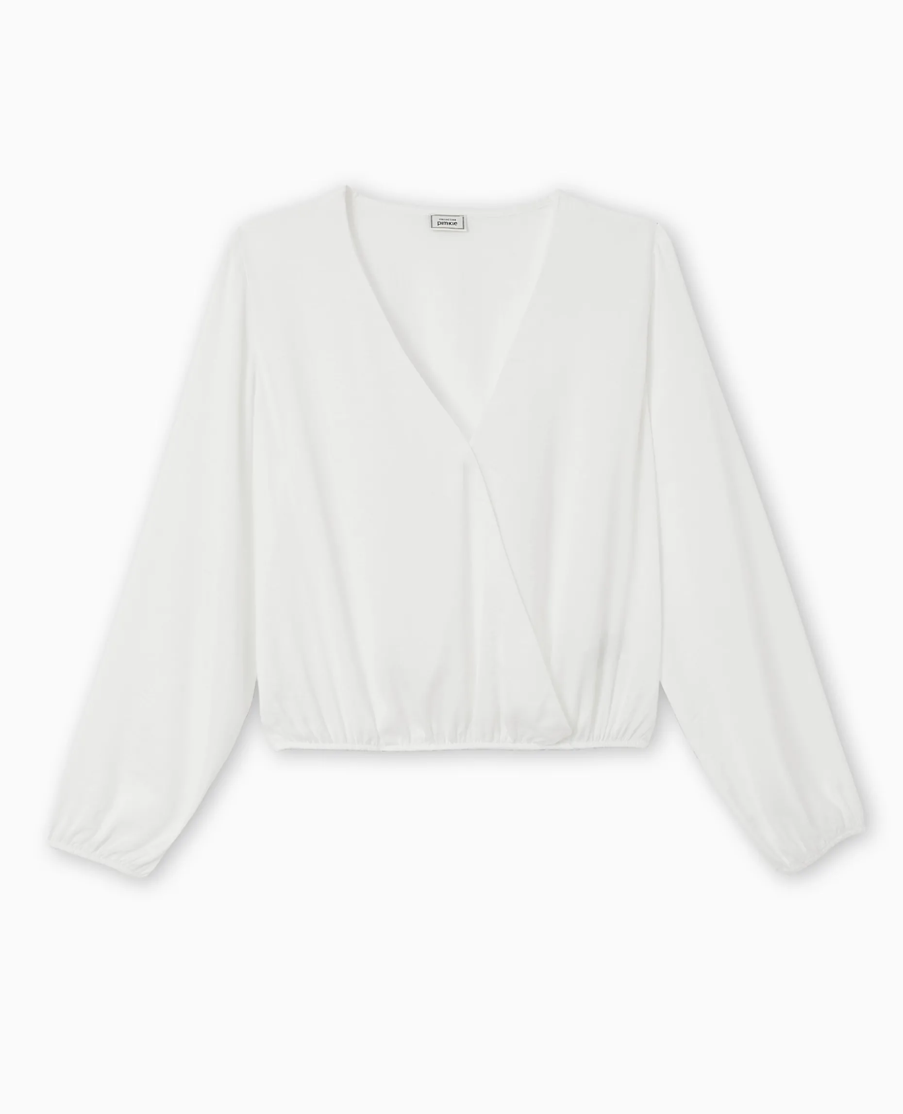 Blouse Cache-cœur En Tissu Satiné - Blanc