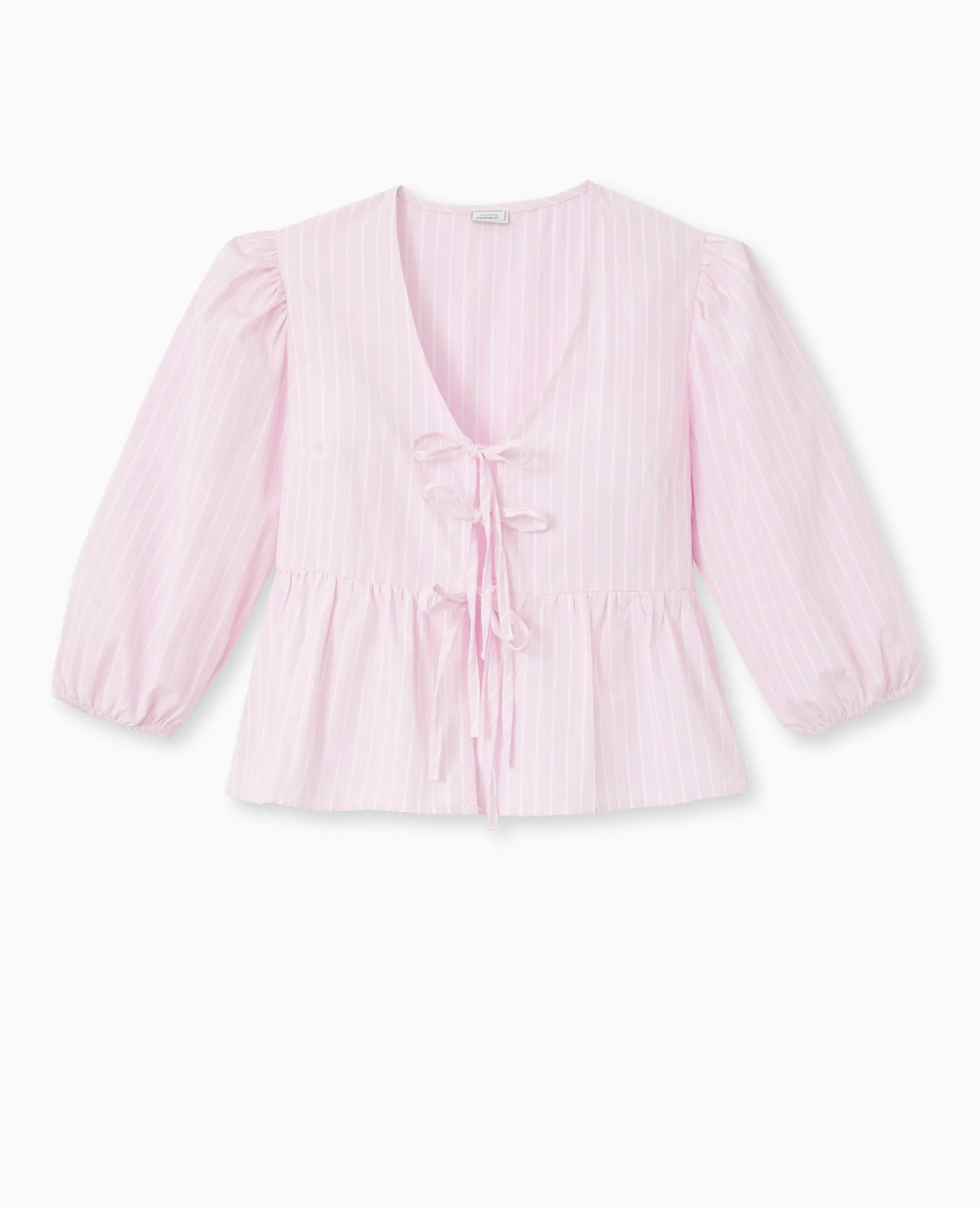 Blouse Manches Ballons Et Nouettes - Rose Poudré