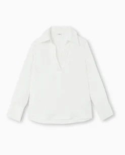 Blouse Manches Longues Avec Col - Blanc