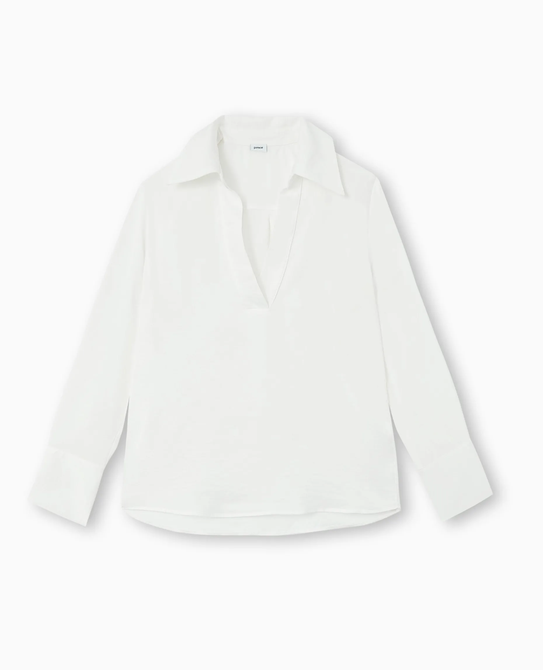 Blouse Manches Longues Avec Col - Blanc