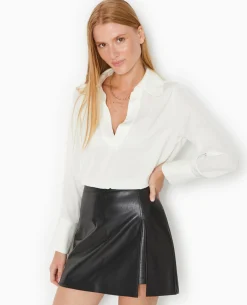 Blouse Manches Longues Avec Col - Blanc