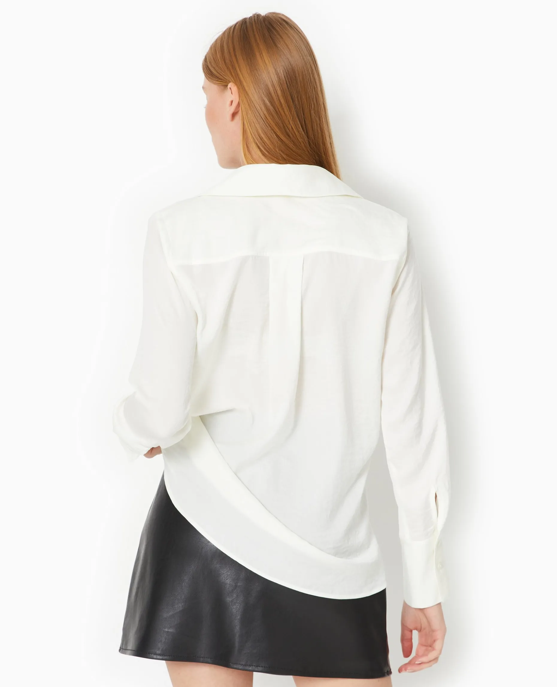 Blouse Manches Longues Avec Col - Blanc