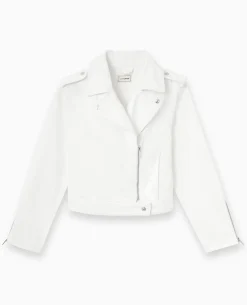 Blouson Biker En Jean - Blanc