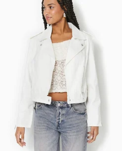 Blouson Biker En Jean - Blanc