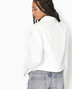 Blouson Biker En Jean - Blanc