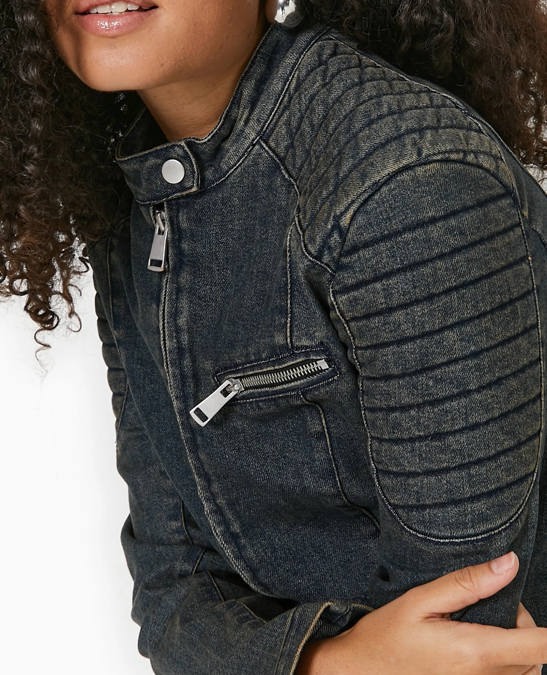 Blouson Biker En Jean - Jaune Ocre