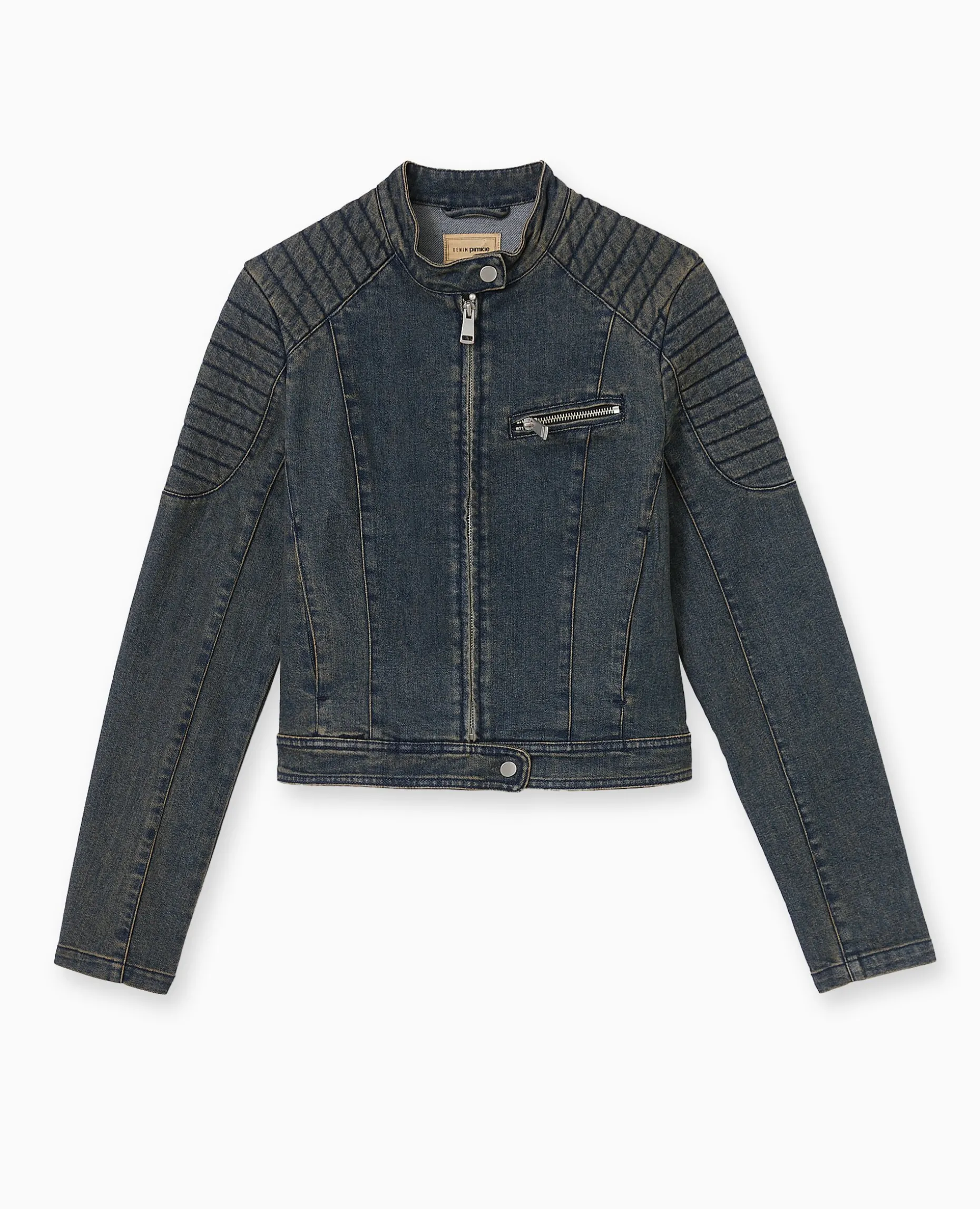 Blouson Biker En Jean - Jaune Ocre