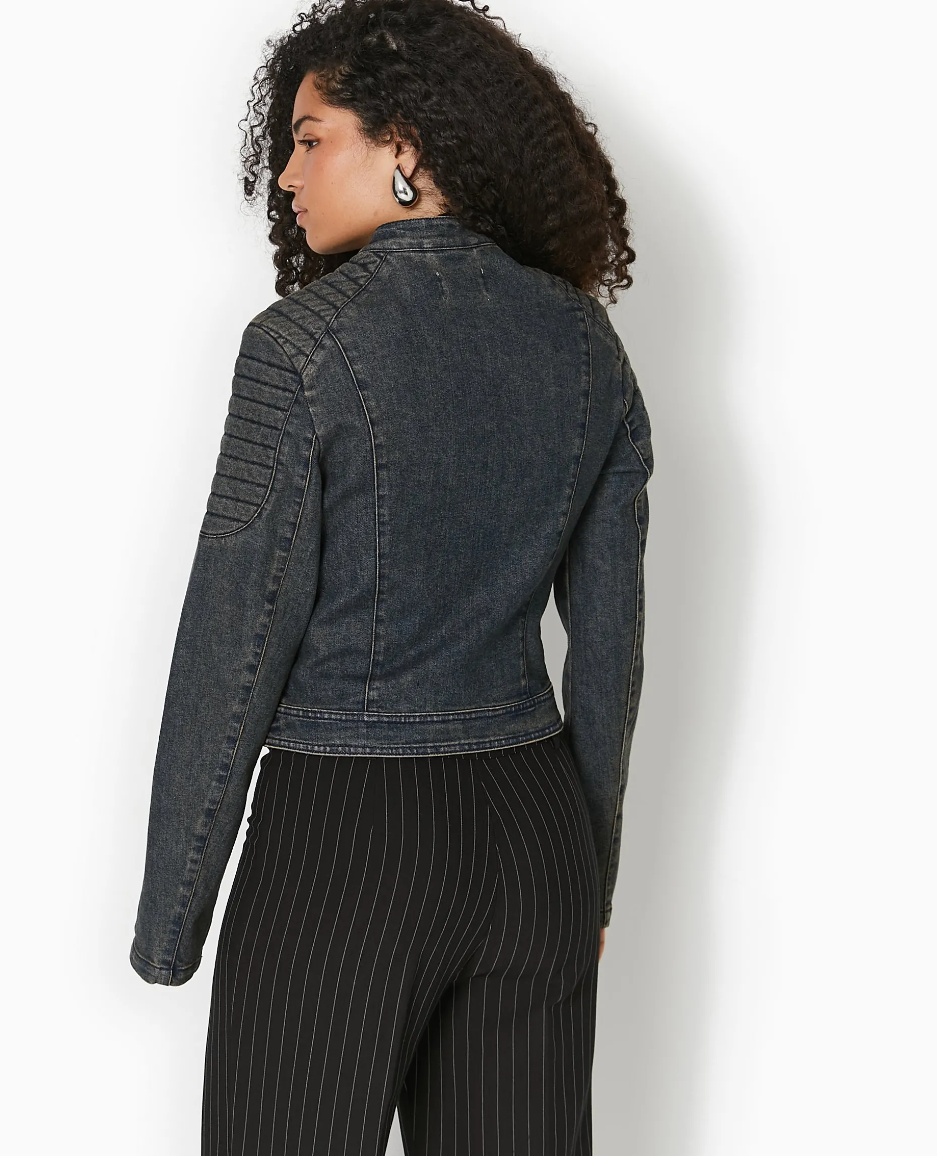 Blouson Biker En Jean - Jaune Ocre
