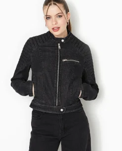 Blouson Biker En Jean - Noir