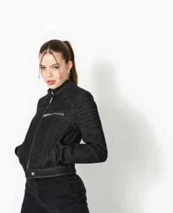 Blouson Biker En Jean - Noir