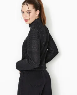 Blouson Biker En Jean - Noir
