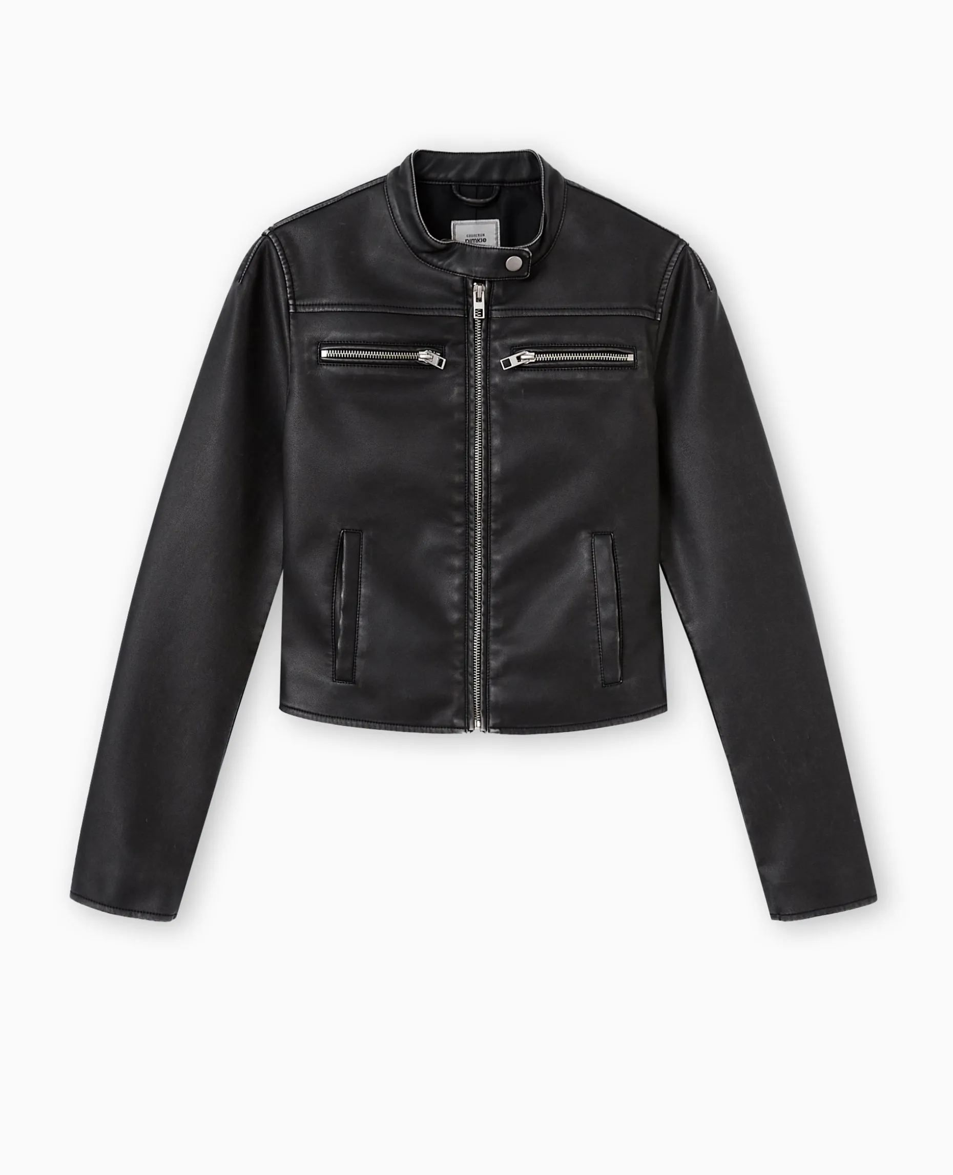 Blouson Biker En Simili Cuir Used - Noir