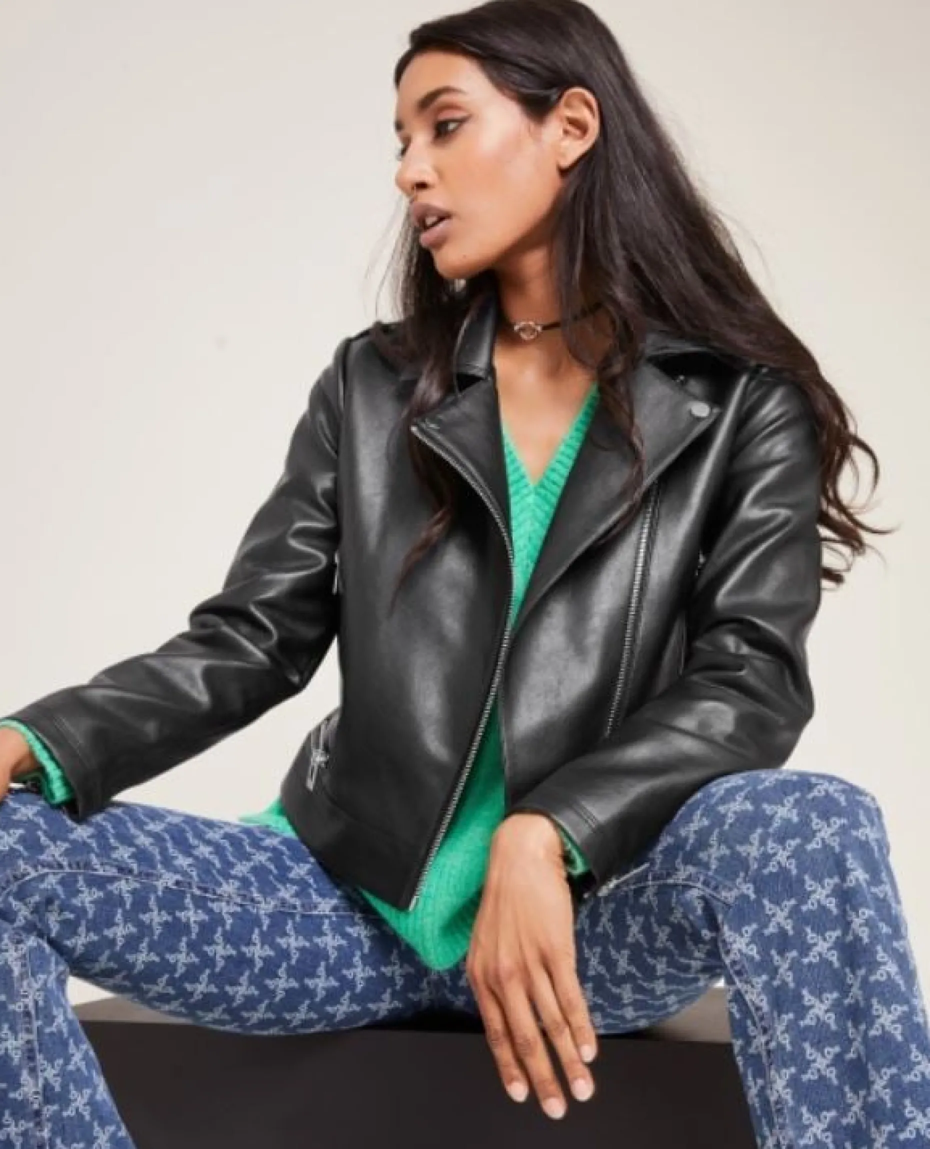 Blouson Biker Zippé - Noir