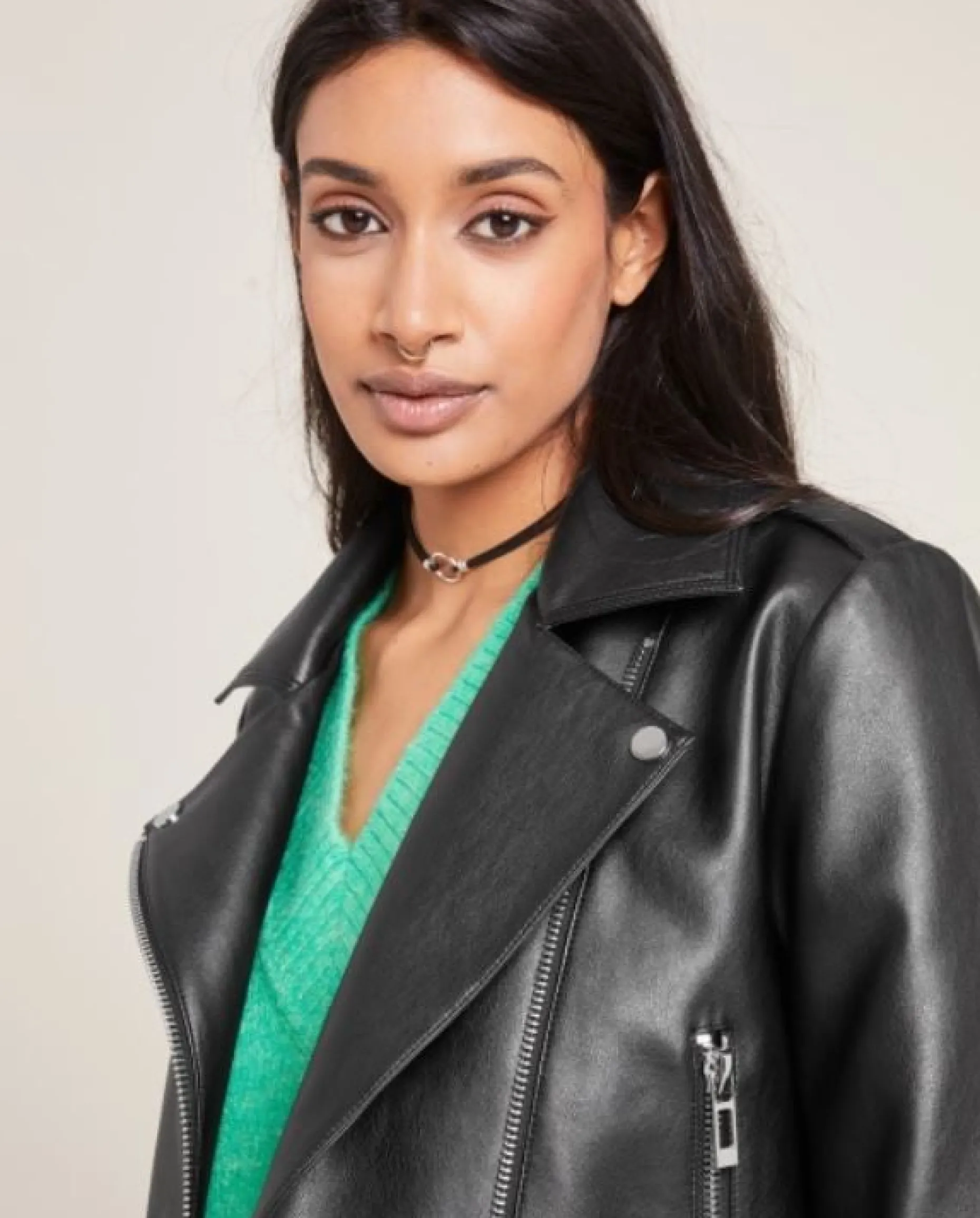 Blouson Biker Zippé - Noir