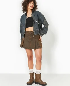 Blouson Bomber En Jean - Jaune Ocre