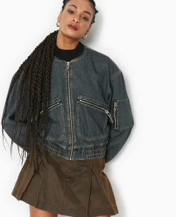 Blouson Bomber En Jean - Jaune Ocre