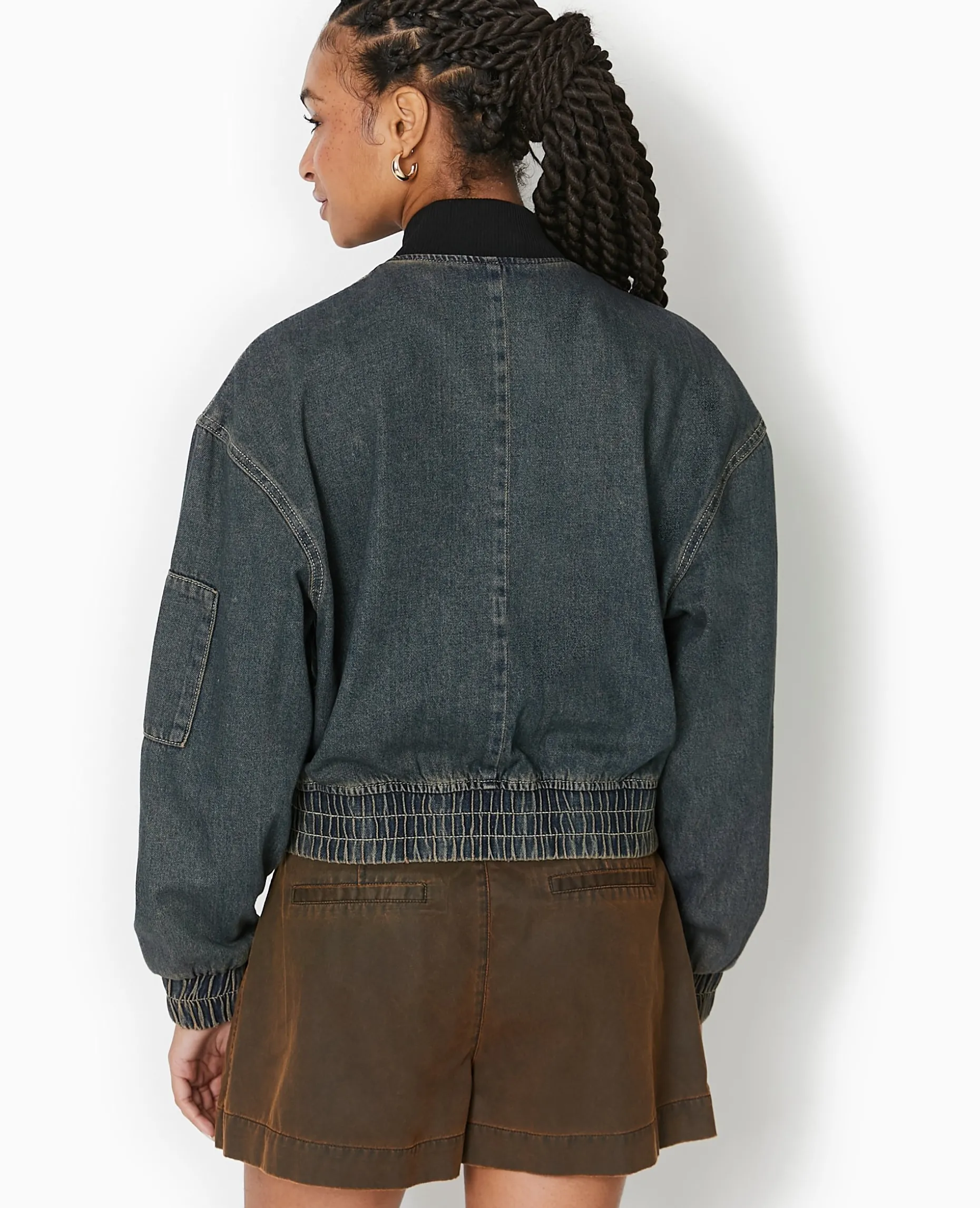 Blouson Bomber En Jean - Jaune Ocre