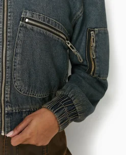 Blouson Bomber En Jean - Jaune Ocre