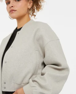 Blouson Bomber Façon Drap De Laine - Beige