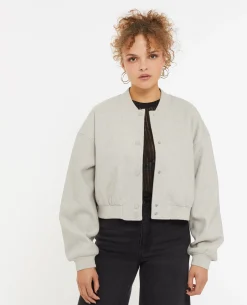 Blouson Bomber Façon Drap De Laine - Beige