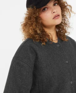 Blouson Bomber Façon Drap De Laine - Gris Foncé