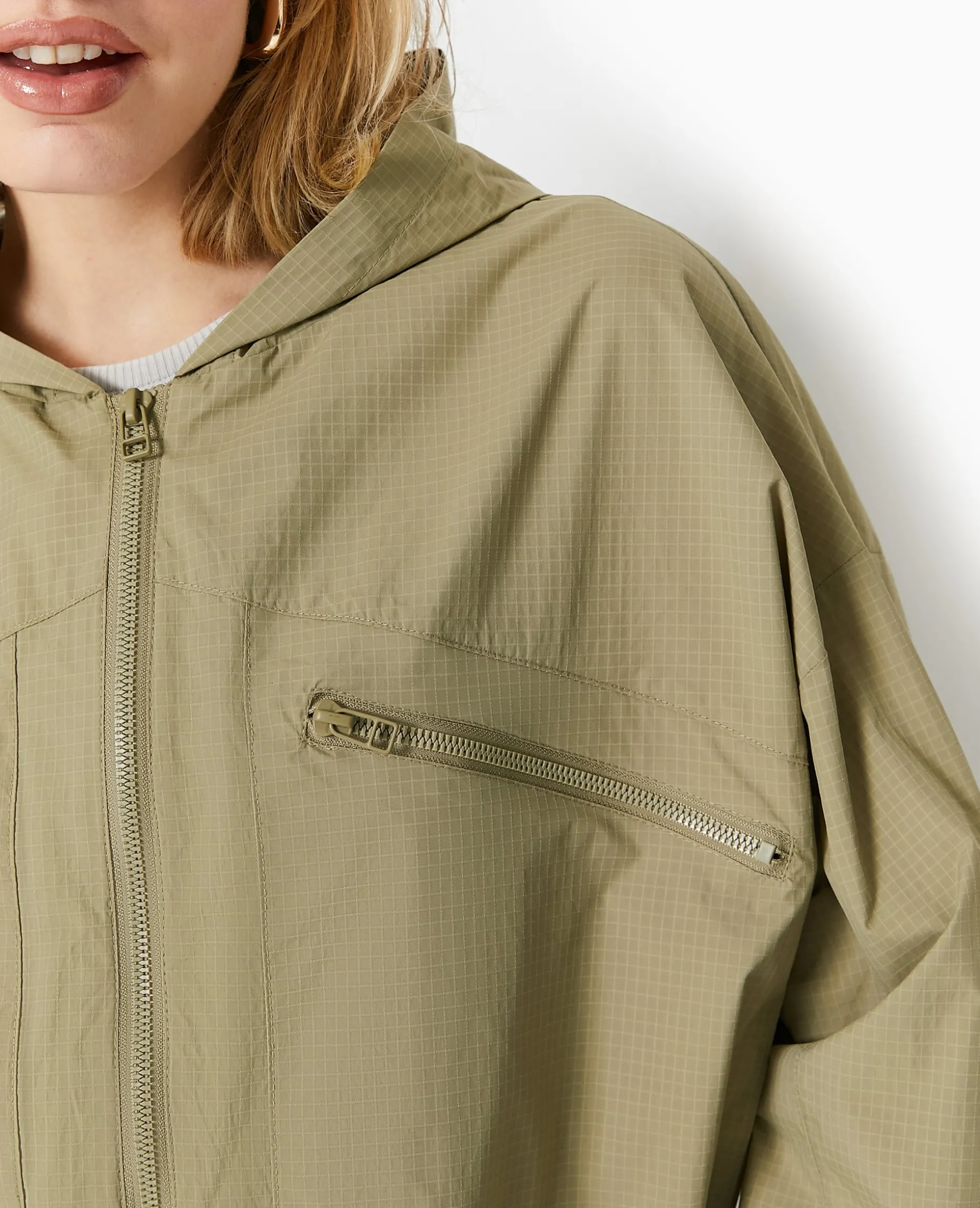Blouson Léger Avec Capuche - Vert Kaki