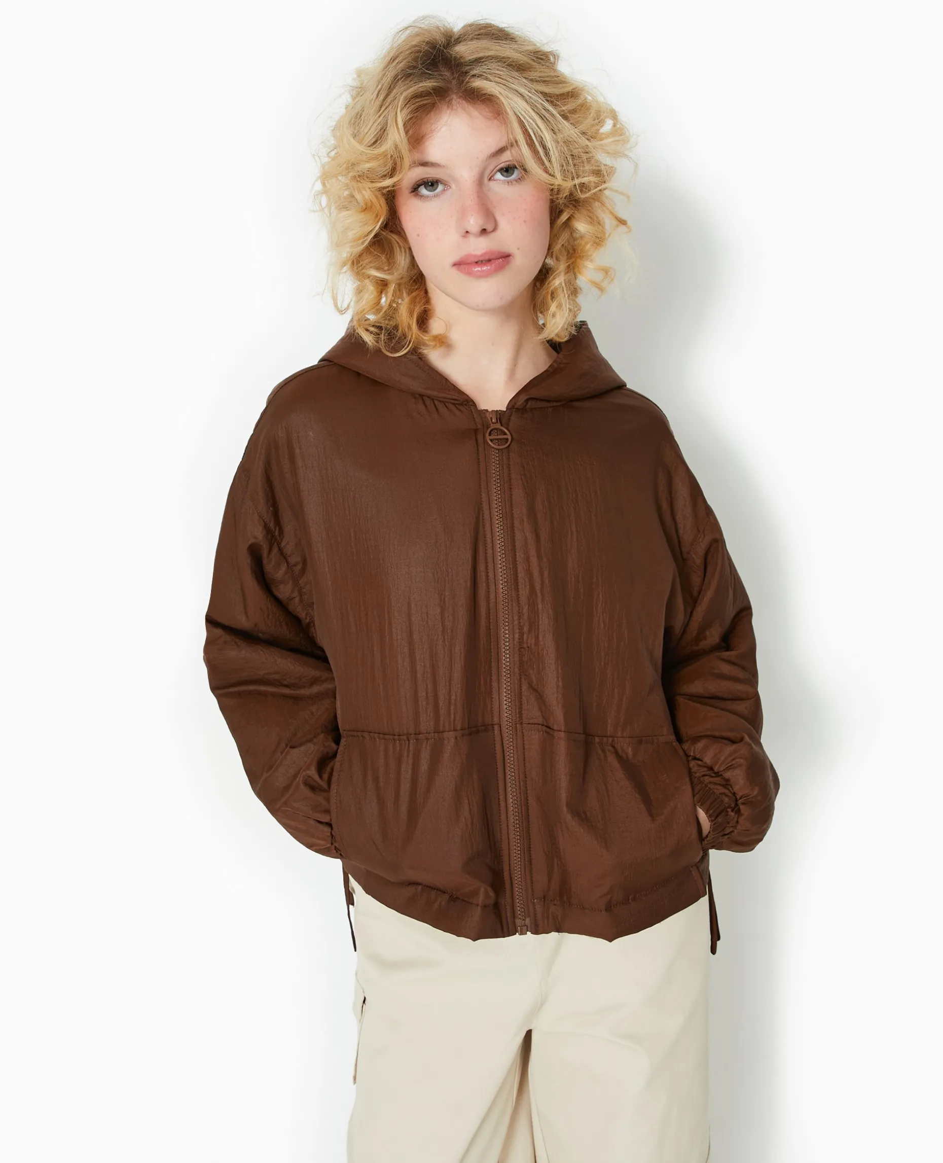 Blouson Léger Avec Capuche - Marron