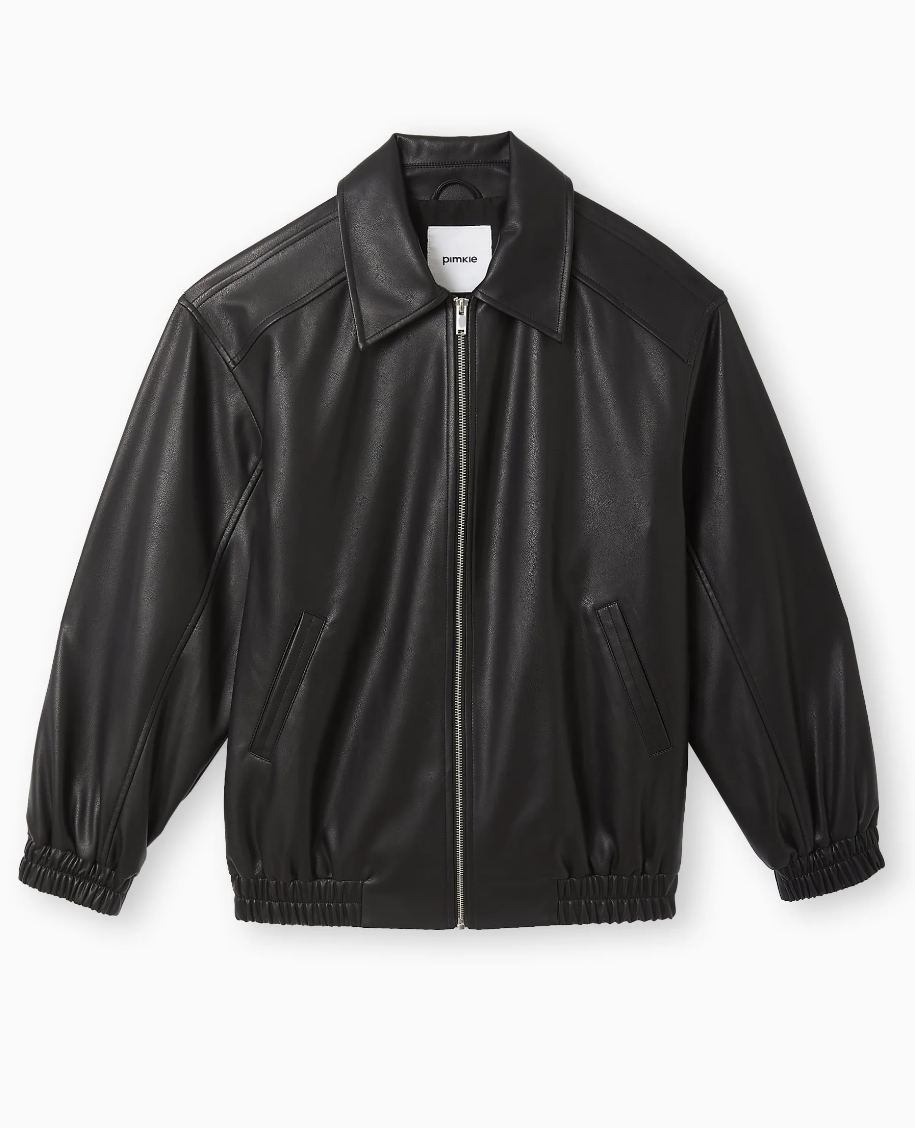Blouson Long En Simili Cuir - Noir