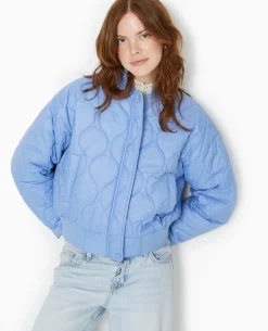 Blouson Matelassé Forme Bomber - Bleu Foncé